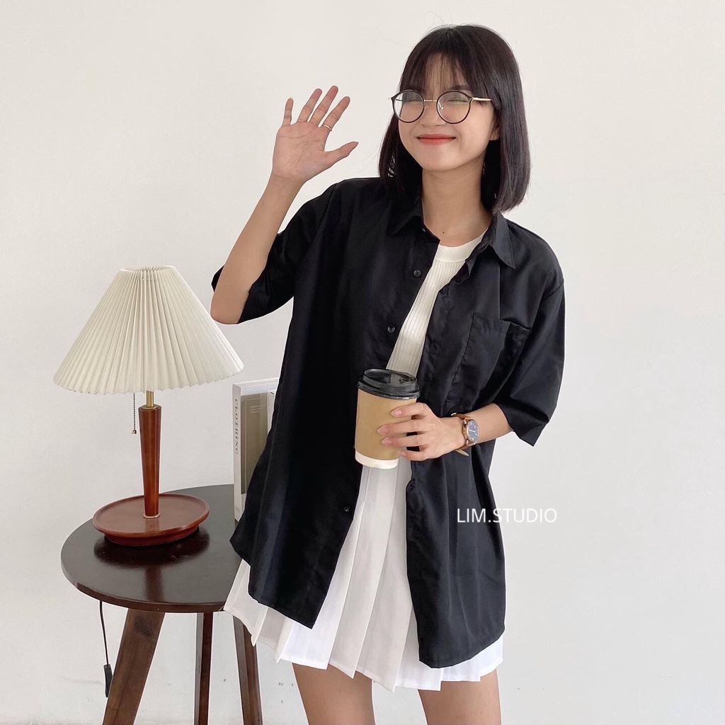 ÁO SƠ MI THÔ NGẮN TAY 1 TÚI | lim.studio