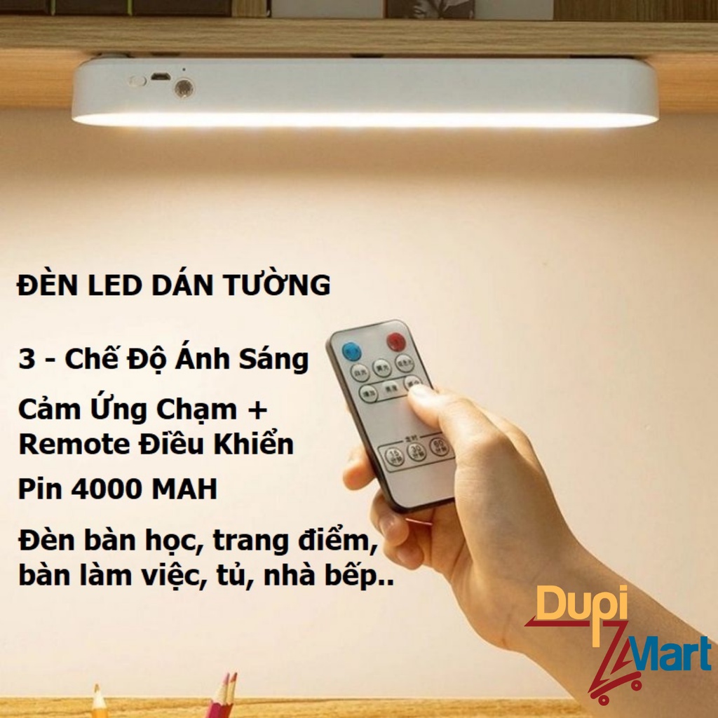 Đèn Led Cảm Ứng Dán Tường Điều Khiển Từ Xa Sạc Tích Điện - Đèn Led Dài Để Bàn Học Chống Cận Đèn Bàn Làm Việc Trang Điểm