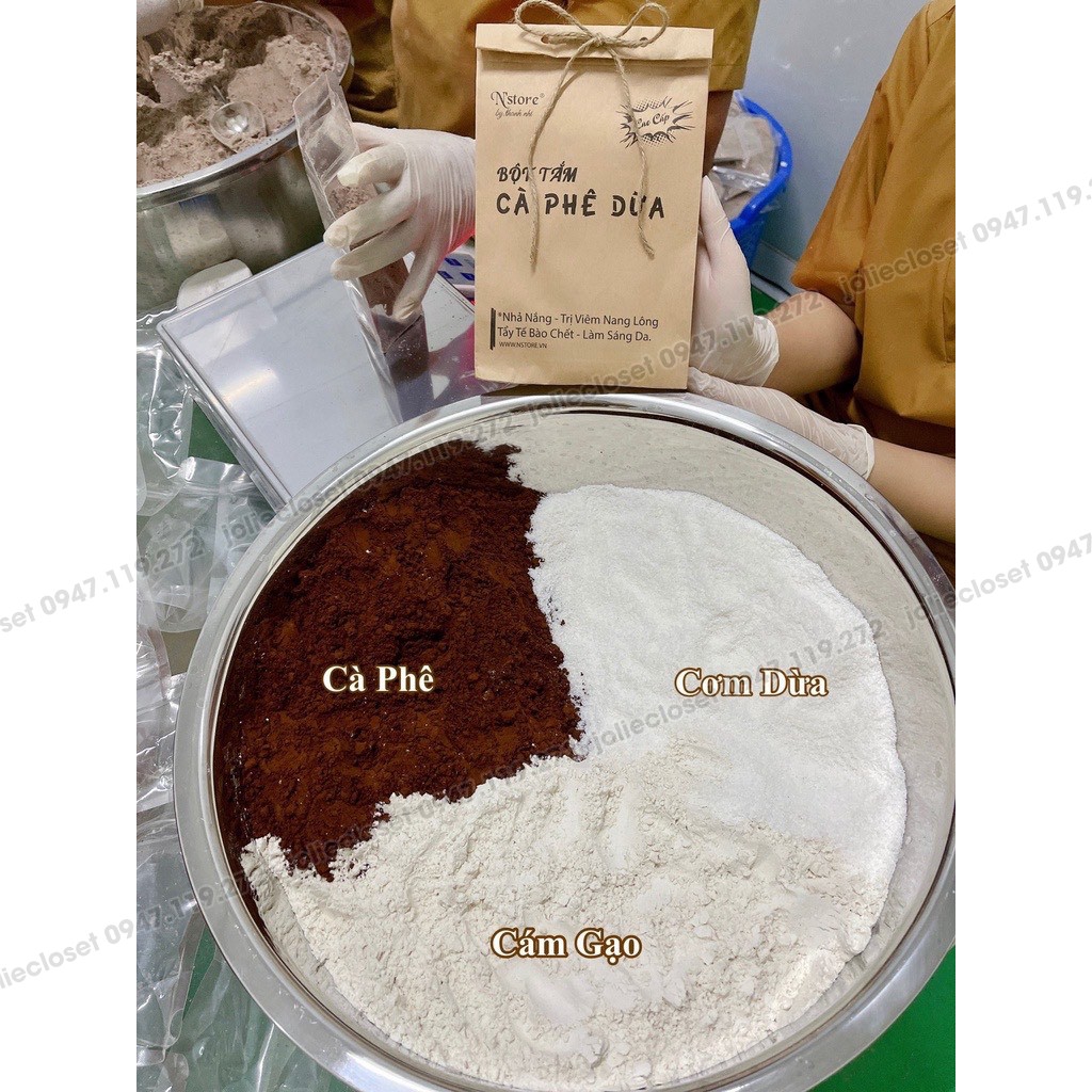 Bột tắm cà phê dừa N'store giúp sáng da, dưỡng ẩm, tẩy tế bào chết