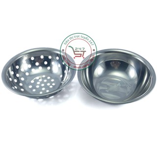 Bộ 2 thau rổ inox 18 cm Rainy cao cấp