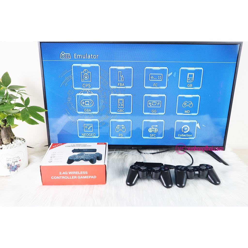 Máy Chơi Game Stick 4K PK08 - Game 4 Nút 6 Nút HDMI, Tay Cầm Không Dây - 3500 Game Huyền Thoại