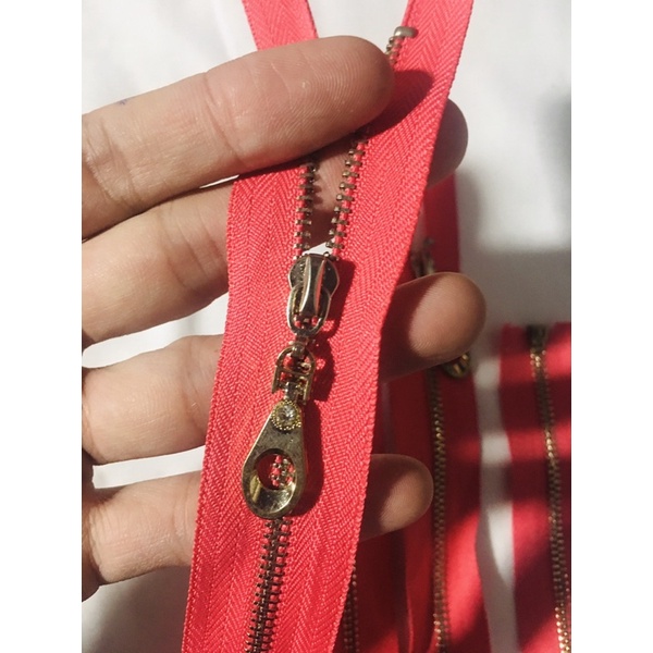 khoá đồng răng 3 màu Hồng đỏ dài 64cm thay khoá áo khoác,túi xách,áo da,balo