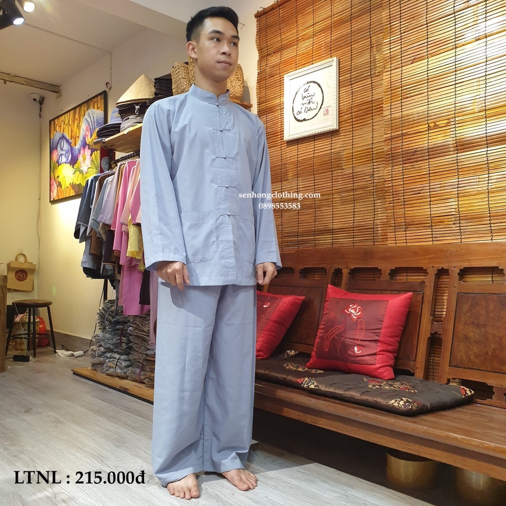 Quần áo đi chùa nam - bộ đồ Phật tử mặc nhà đi lễ #pháp phục lãnh tụ nam