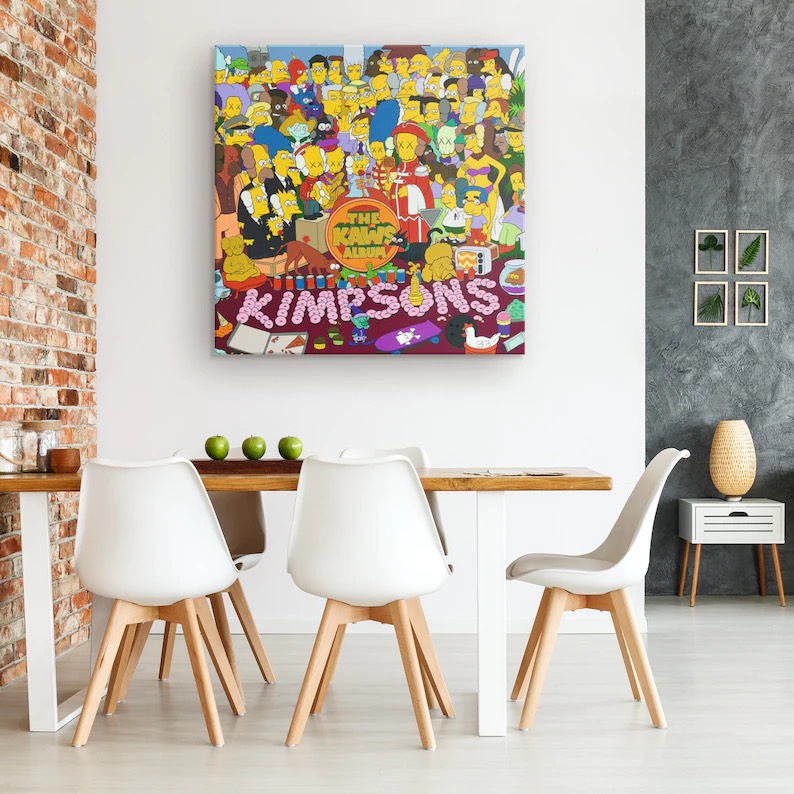 Tranh Canvas tràn viền treo tường phòng khách, tranh hiện đại, tranh Kaws, The Simpsons KAWS 149-153