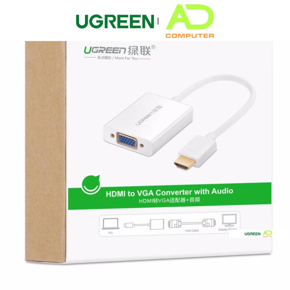 Bộ chuyển tín hiệu HDMI sang VGA kèm theo âm thanh dài 15CM UGREEN MM102 - Hàng phân phối chính hãng - Bảo hành 18 tháng