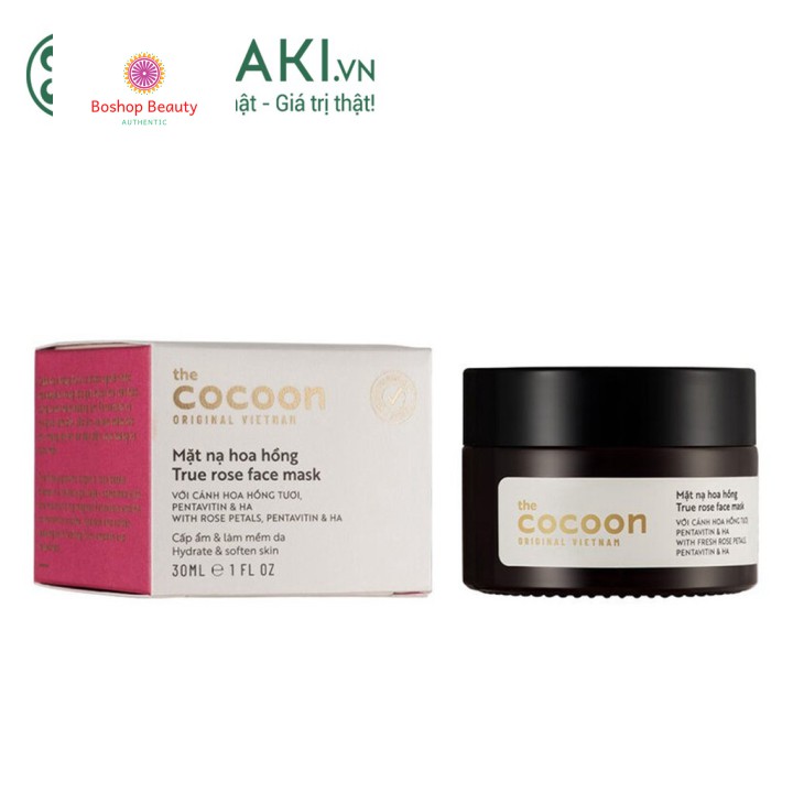 [Mã giảm mỹ phẩm chính hãng] Mặt Nạ Cocoon Dưỡng Ẩm Da Chiết Xuất Hoa Hồng True Rose Face Mask