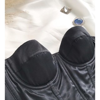 Áo corset cúp ngực đen trơn 2hand(A75)