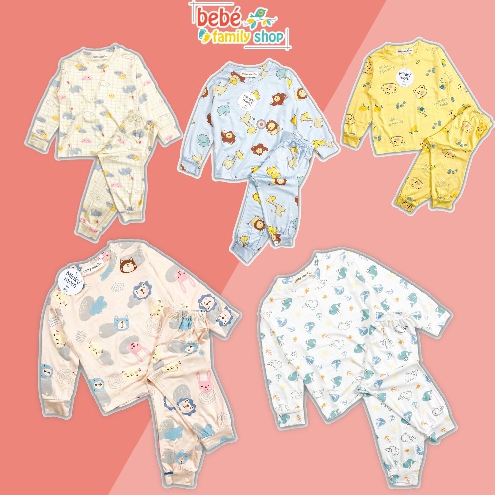 Set bộ dài cho bé trai, bé gái thun cotton lạnh, mát họa tiết nhẹ nhàng dễ thương - STDM - bebefamilyshop