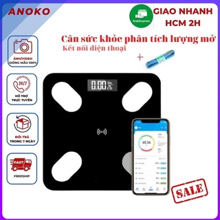 Cân sức khỏe điện tử anoko , cân sức khỏe thông minh bluetooth phân tích lượng mỡ qua app điện thoại