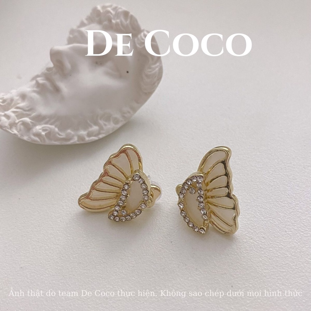 Khuyên tai cánh bướm đính đá xà cừ Adele decoco.accessories
