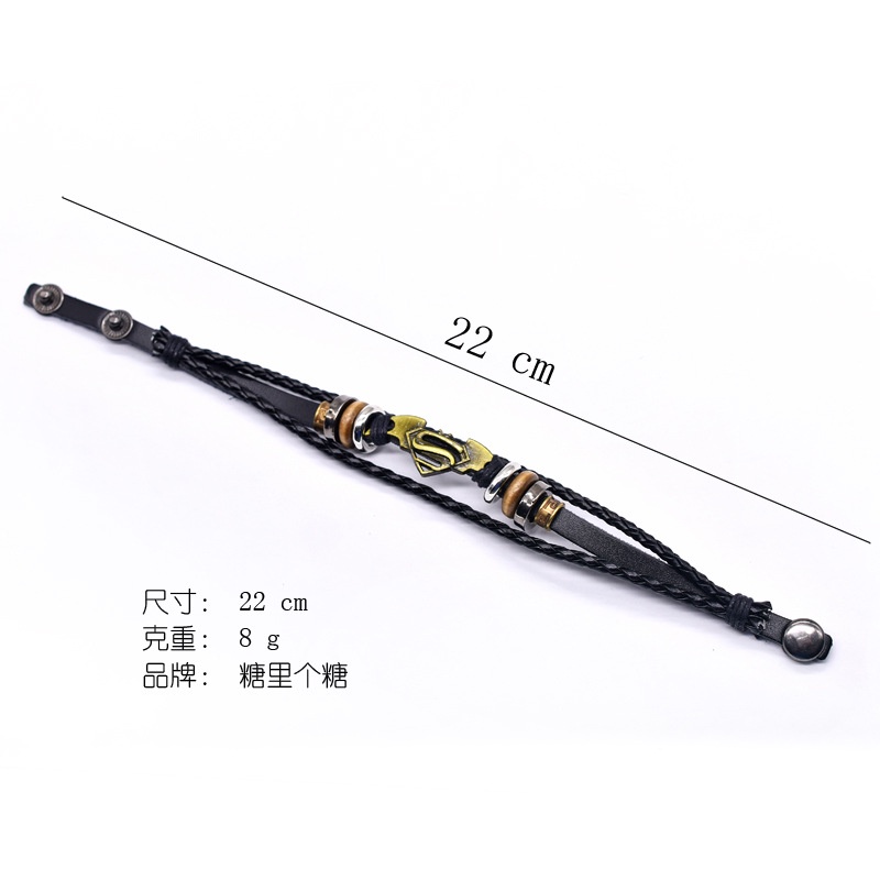 Vòng Tay Mặt Hình Superman / Batman Phong Cách Gothic Punk Có Thể Điều Chỉnh Kích Thước Cho Nam Giới