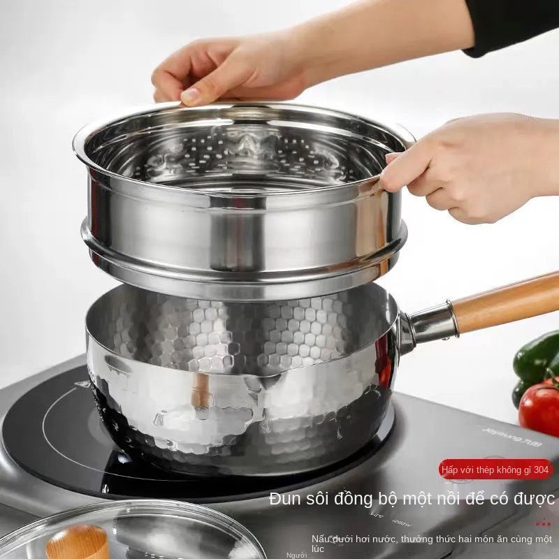 Sản phẩm chính hãng Inoue, chảo tuyết Nhật, inox 430, chảo chống tràn kiểu Nhật, chảo chống dính, nồi nấu sữa dày, nồi ă