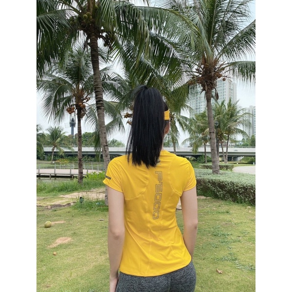 ÁO THUN CỘC TAY TẬP GYM YOGA NỮ PC VẢI THUN LẠNH CO DÃN 4 CHIỀU