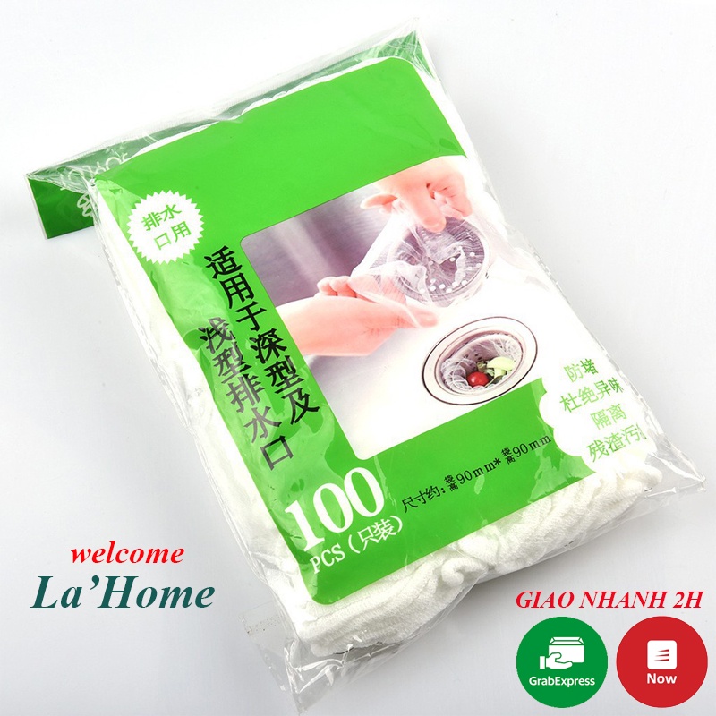 Gói 100 túi lọc rác La'Home siêu tiện lợi, túi lọc bồn rửa bát