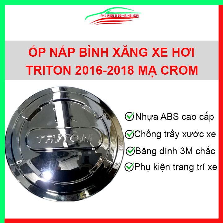 Ốp nắp xăng Triton 2016-2018 mạ crom bảo vệ chống trầy trang trí ô tô