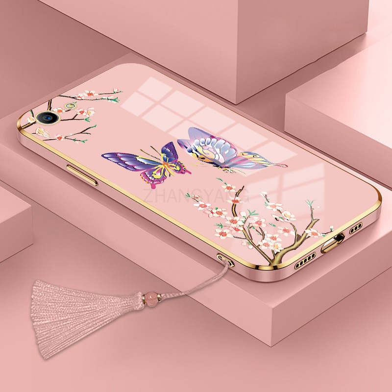 ốp lưng oppo f1s a57 a83 a71 Ốp Điện Thoại Silicon Họa Tiết Bươm Bướm Kèm Dây Đeo Cho oppo f1s a57 a83 a71