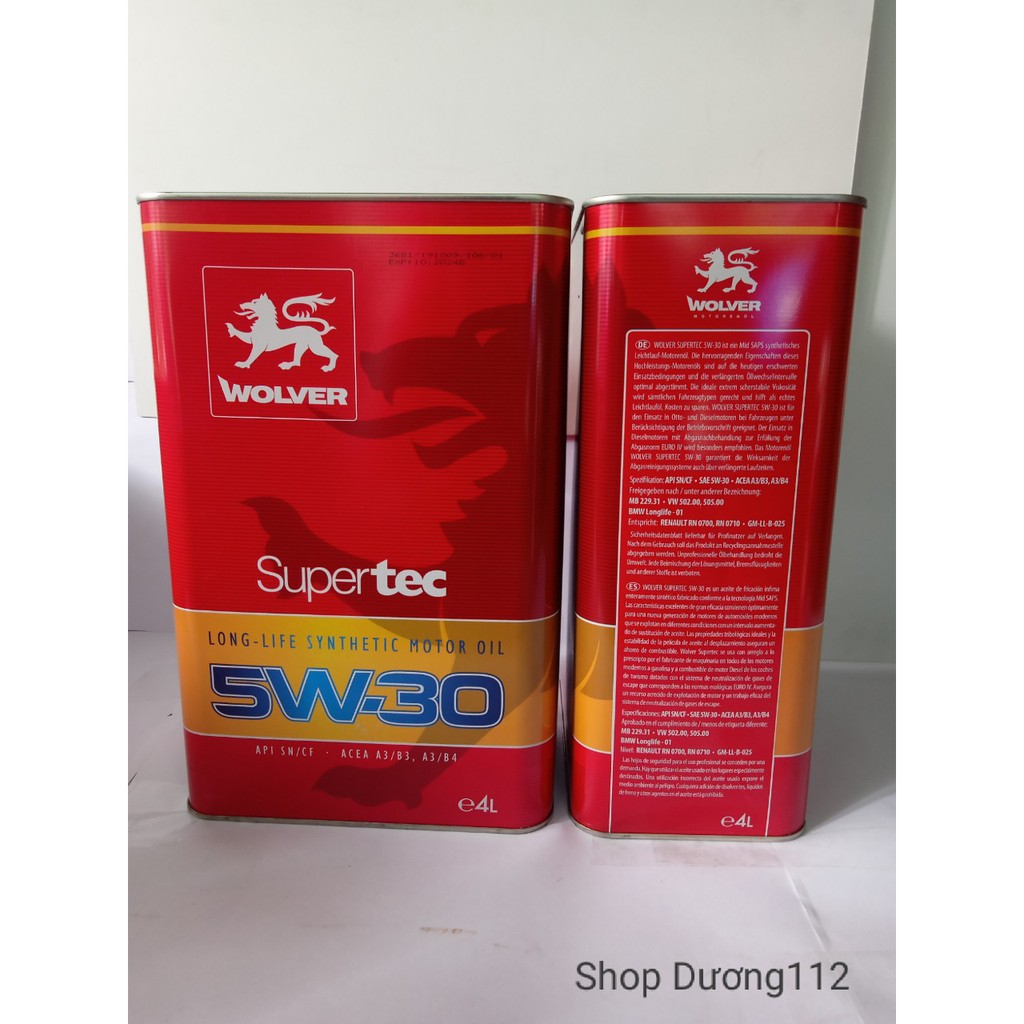 Nhớt Oto WOLVER SUPER TEC  5W30 (4 LÍT) + Tặng kèm 1 lon Súc rửa động cơ Wolver Flush Adapter (350ml sd cho 5 lít nhớt)