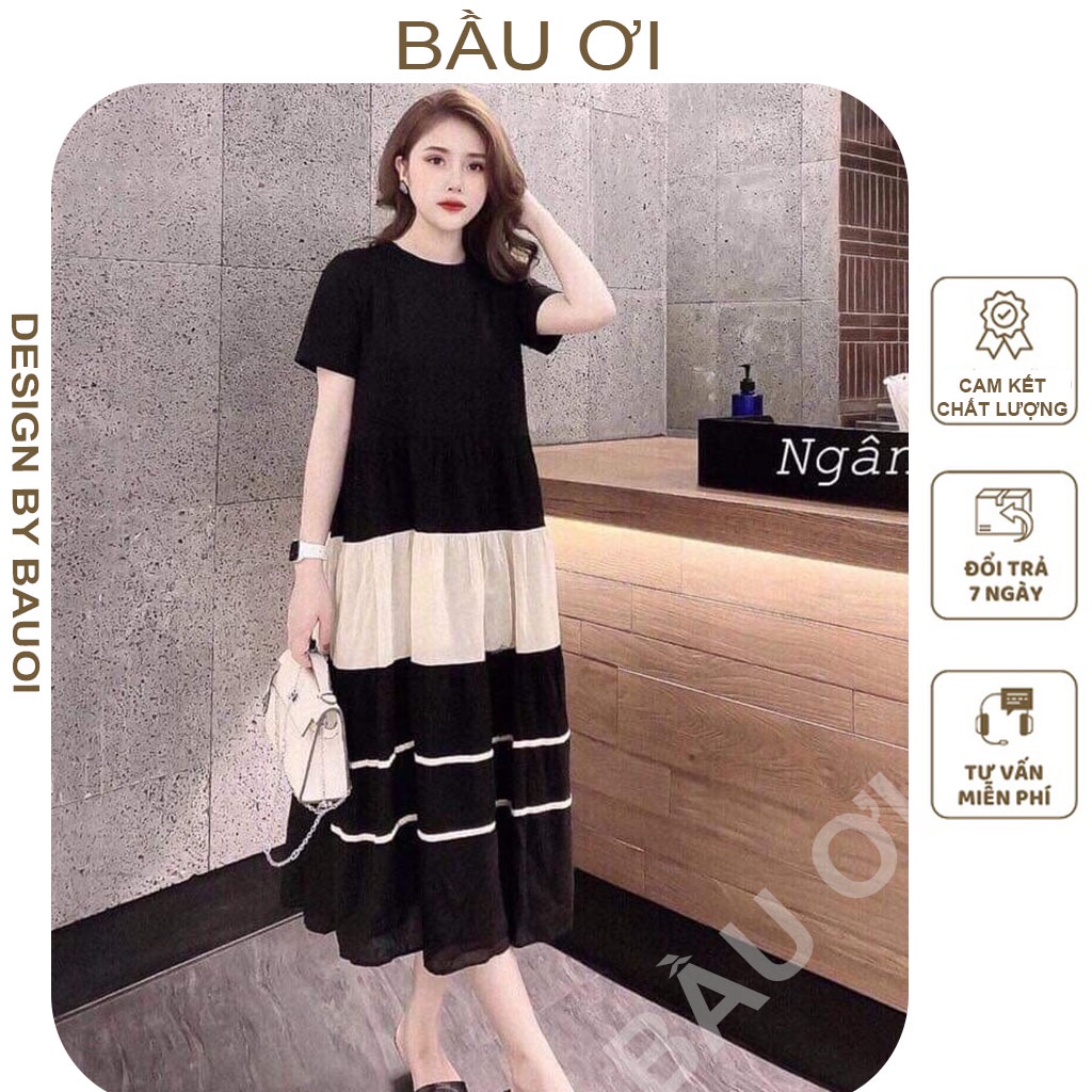 [BÂUOII V120] ĐẦM BẦU SUÔNG 3 TẦNG CHẤT COTTON ĐẸP, VÁY BẦU CÔNG SỞ  BABYDOLL MÙA THU DÀI TAY MẶC ĐI LÀM ĐI CHƠI ĐỀU ĐẸP