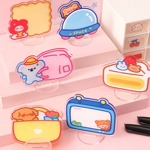 &lt;Video Review&gt; Bảng Ghi Chú Acrylic Tấm Trong Suốt Mini Hoạt Hình Để Bàn Tiện Lợi Học Tập Họp Văn Phòng D051