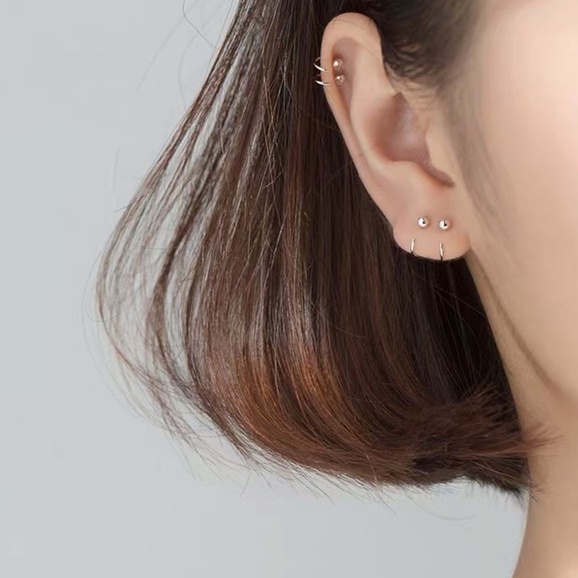 Bông tai bạc nữ dạng móc chấm bi DaLiA Jewelry khuyên tai bạc 925 nhỏ xinh basic