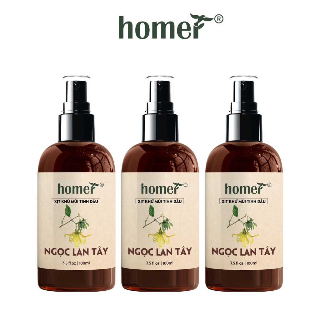 Combo 3 xịt khử mùi thơm phòng Ngọc Lan Tây Homer 100ml/ chai