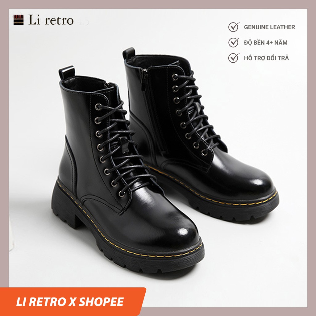 [Pre-order] Giày da nữ vintage da bò thật MZDL - Dr Boots 4.5