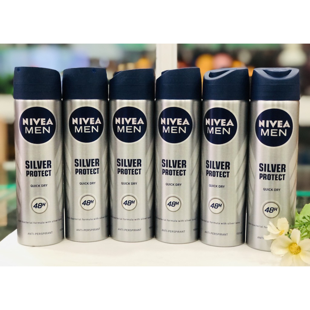 Xịt ngăn mùi và ngăn ngừa vi khuẩn NIVEA MEN Silver Protect 150ml - Đức Chính Hãng