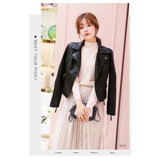 Áo da nữ cổ ves