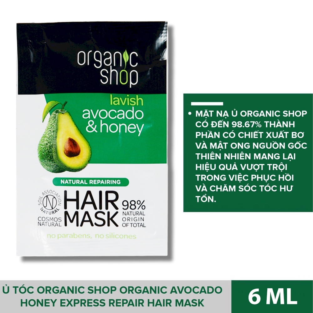 Kem ủ tóc ORGANIC SHOP ủ tóc phục hồi, dưỡng tóc mềm mượt 6ml NPP Shoptido