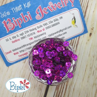 Hạt kim sa laser 4mm đính quần áo màu tím hồng đậm