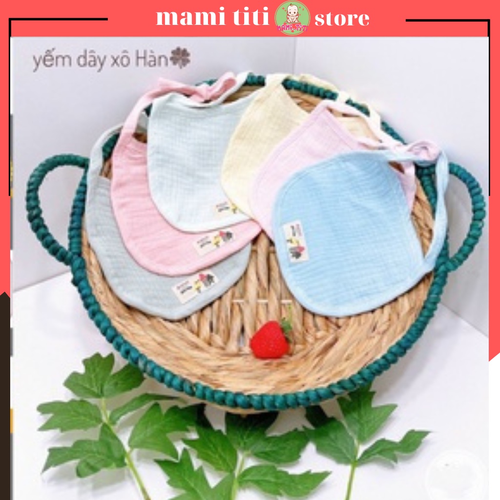 Yếm ăn dặm cho bé, Yếm dây Xô Hàn Quốc cotton 100 % Mềm Mịn 8 Lớp