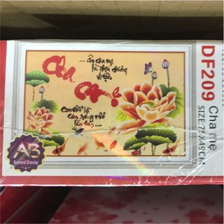 Tranh đính đá Thu Pháp cha mẹ DF209 75*49CM