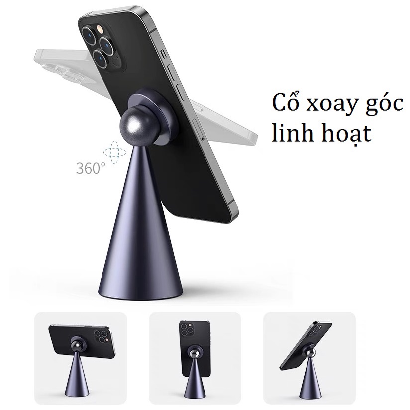 Đế hít điện thoại nam châm từ tính kiêm giá đỡ dock sạc magsafe iPhone X20 hình nón