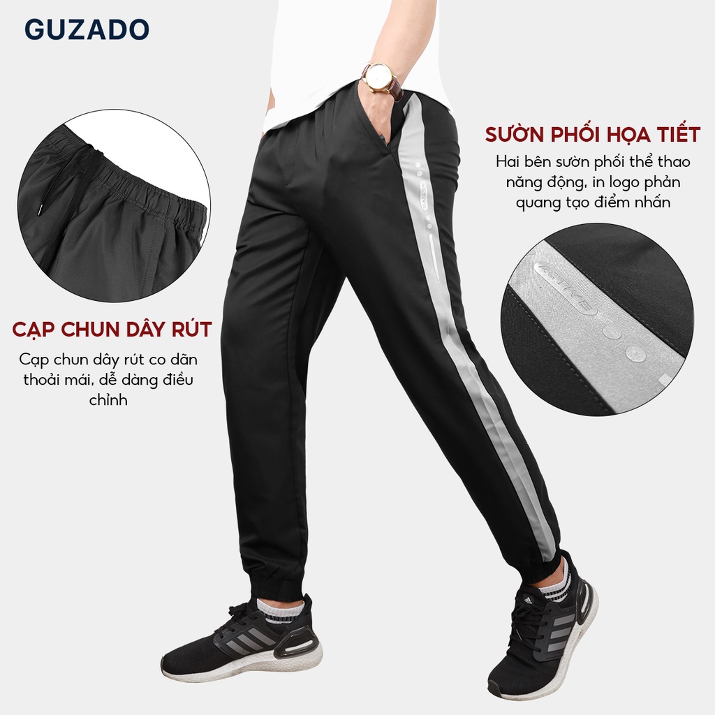 Quần thể thao nam sọc kẻ GUZADO Chất Vải Gió Thể Thao Cao Cấp,Ống Bo Trẻ Trung Năng Động MDC2104