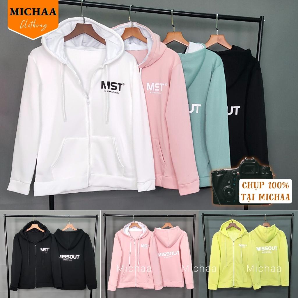 Áo Khoác Hoodie Nỉ MISSOUT Nam Nữ Ulzzang Unisex Dây Kéo Form Rộng - MICHAA