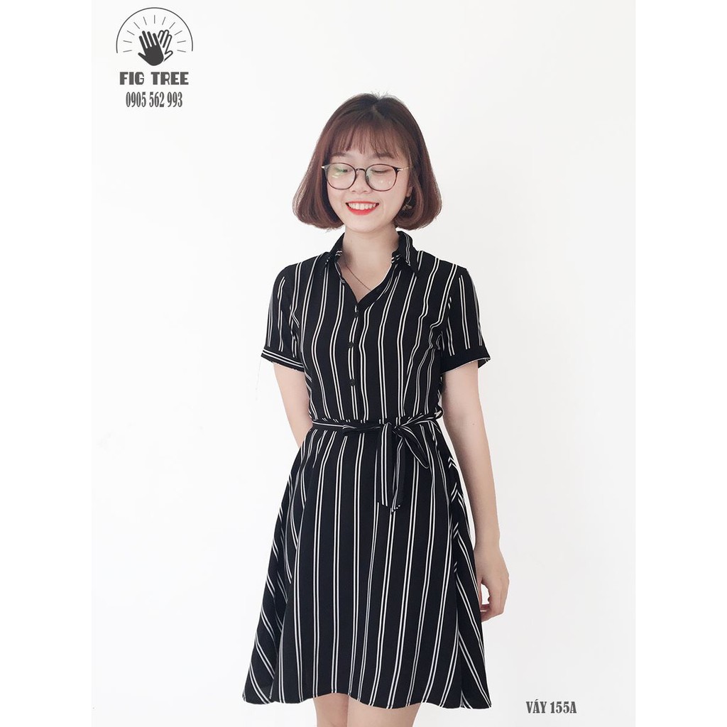 VÁY NỮ SỌC ĐỨNG ĐEN TRẮNG MÃ 155A