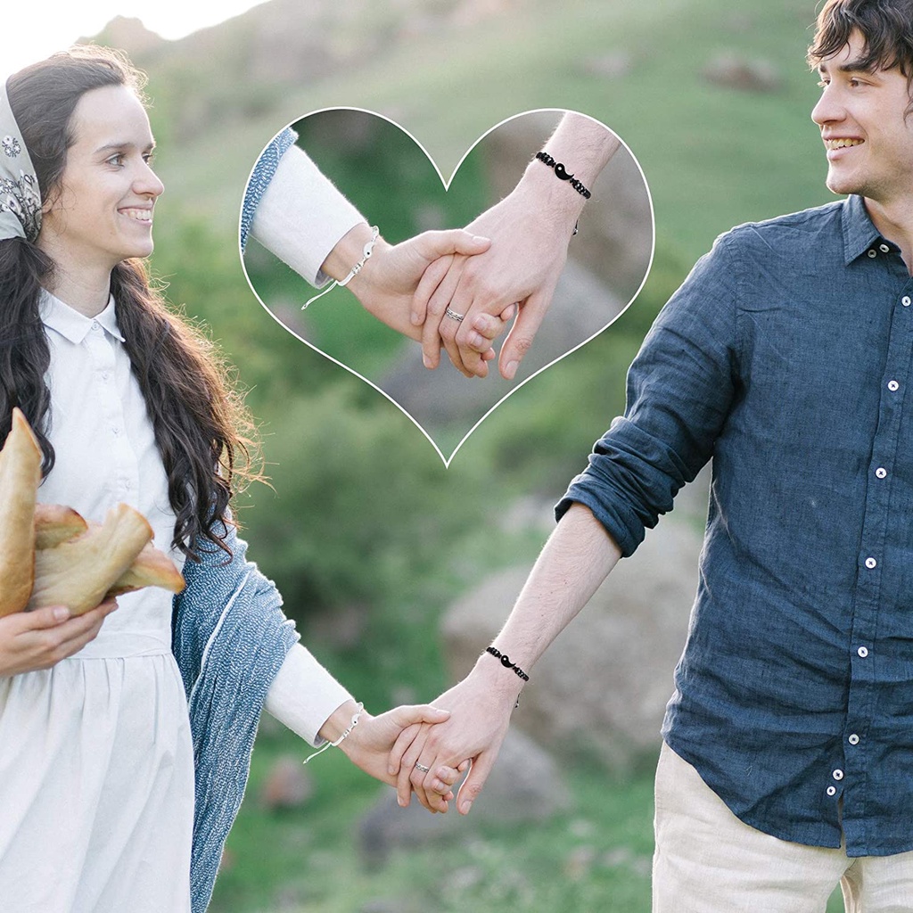 Set 4 vòng cổ Mặt Ghép Hình Âm Dương Sáng Tạo Cho Cặp Đôi