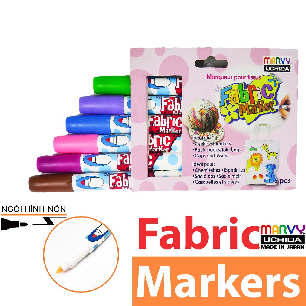 [ TÂM TÂM ]-Bộ Bút Vẽ Vải Không Phai Màu Marvy 560 bộ 6 cây và bộ 12 cây-