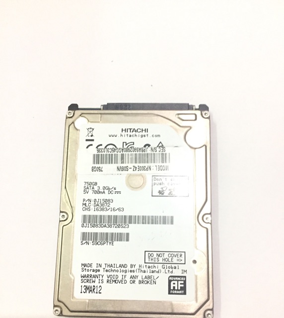 Ổ cứng Hitachi 750G laptop