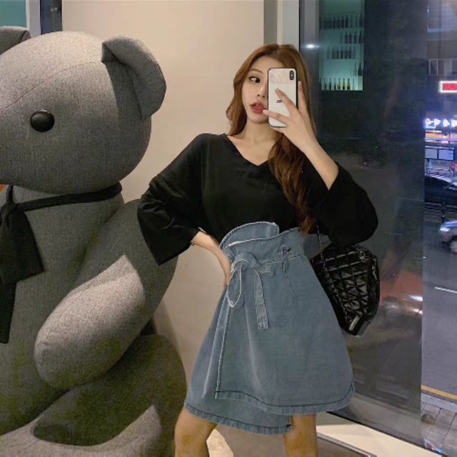 Sét áo thun chán váy jeans