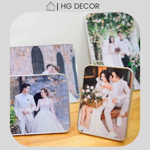 Khung ảnh để bàn gỗ lụa bo viền theo yêu cầu, in khung ảnh để bàn, treo tường