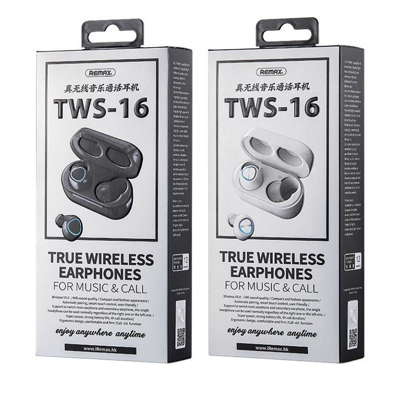 Tai nghe Bluetooth đôi Remax TWS-16 Wireless V5.0, dùng 4H liên tục - Hàng chinh hãng