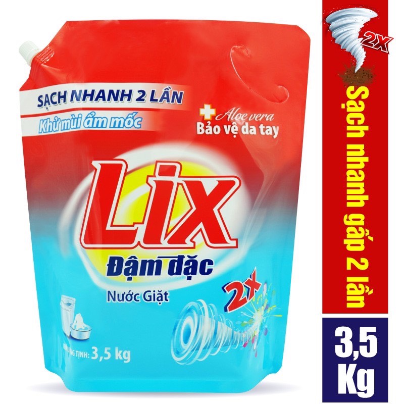 Nước giặt LIX Đậm đặc  tẩy sạch vết bẩn cực mạnh túi 3.5KG