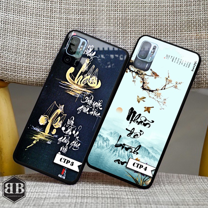 Ốp lưng kính cường lực Xiaomi Redmi Note 10 5G nhiều kiểu chữ thư pháp đẹp