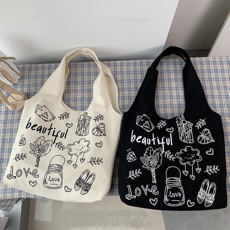 Túi tote vải canvas cao cấp đeo vai đi học đi chơi phong cách unisex giá rẻ