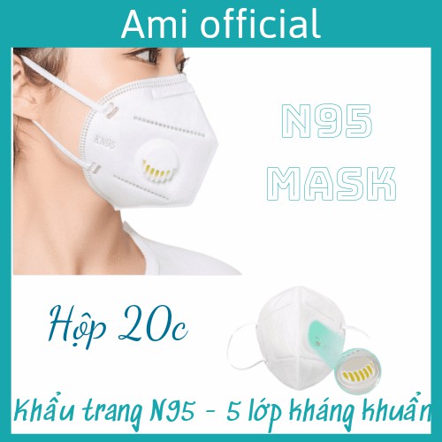 Khẩu trang N95 5 lóp kháng khuẩn chống bụi mịn hiệu quả  - amiofficial