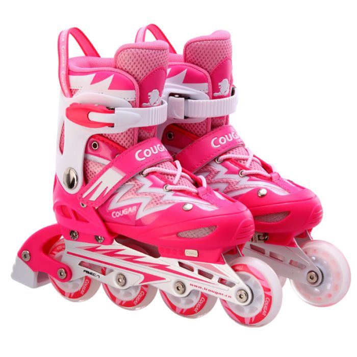 Giày patin trẻ em, người lớn bánh có đèn flash sports, tặng kèm bảo hộ tay và đầu gối