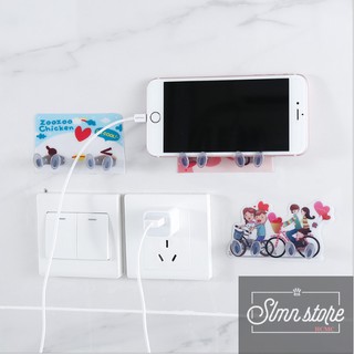 Miếng dán tường đôi kẹp giữ đầu dây điện, phích cắm điện/ kê đỡ sạc điện thoại - Móc Treo Đồ Đa Năng. slmn_TreoDDien-Doi
