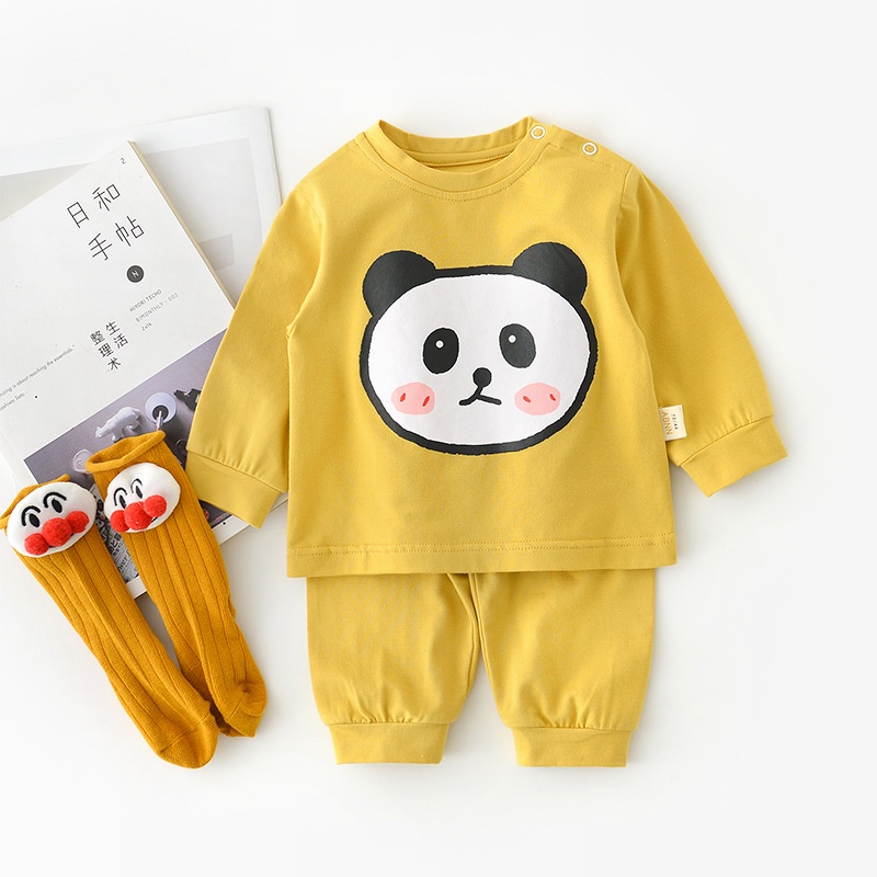 [8-20kg] Bộ dài tay cotton bé gái, đồ ngủ dài tay thu đông bé gái xuất hàn 2022