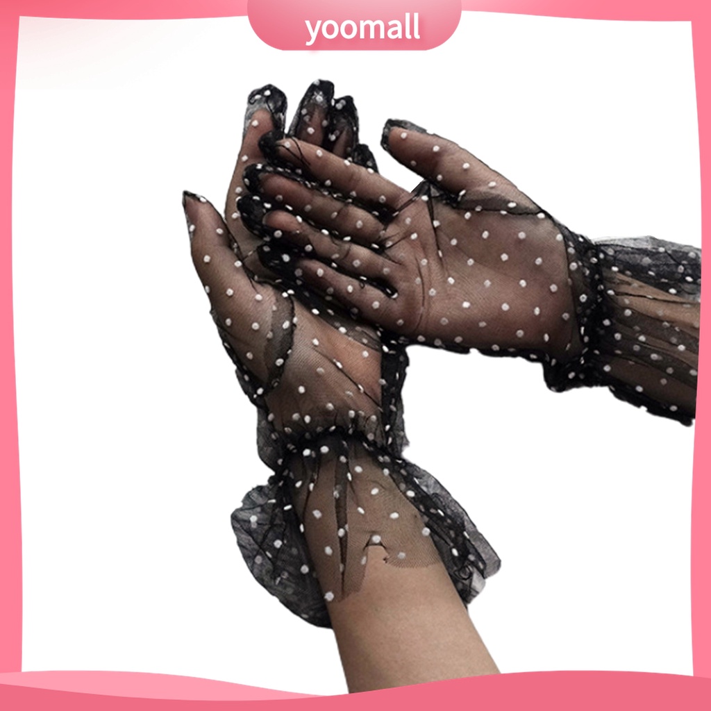 Yomall♡ 1 Đôi Găng Tay Lưới Trong Suốt Họa Tiết Chấm Bi
